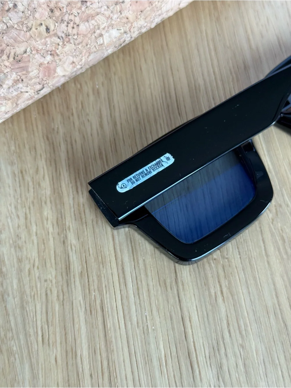 AKILA SSENSE Exclusive Square Sunglasses Black / Sky Blue New w/ Cork Case